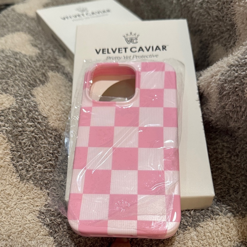 Brand new Velvet Caviar Pink and White Checkered Phone Case